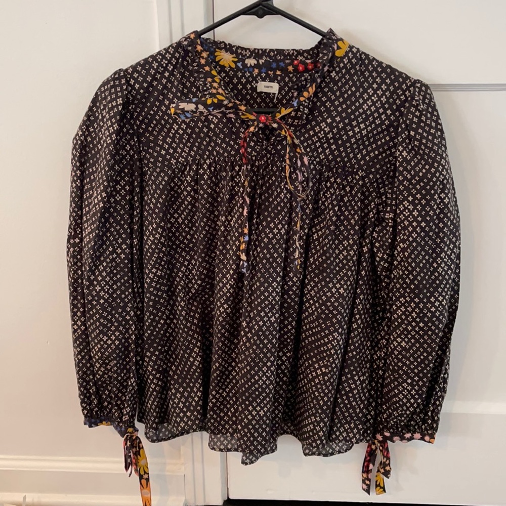 Warm Floral Black Blouse